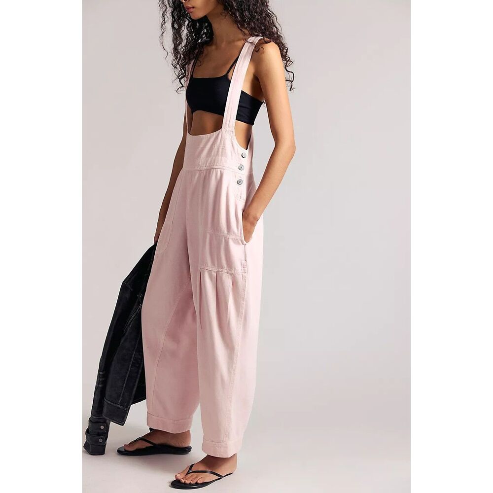 Free People We The Free Felix Tapered Overalls Jumpsuit Pinafore Solid M 287219